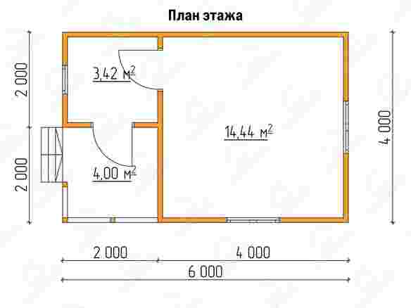 План каркасного дома 6x4 с террасой «Ирис-4»