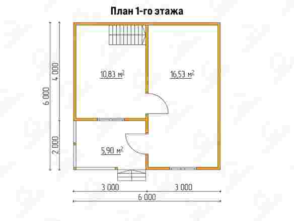 План каркасного дома 6x6 с террасой и балконом «Флокс-9» 1