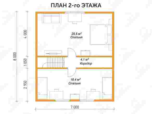 Двухэтажный жилой каркасный дом 7x10.5 с террасой «Денисов»