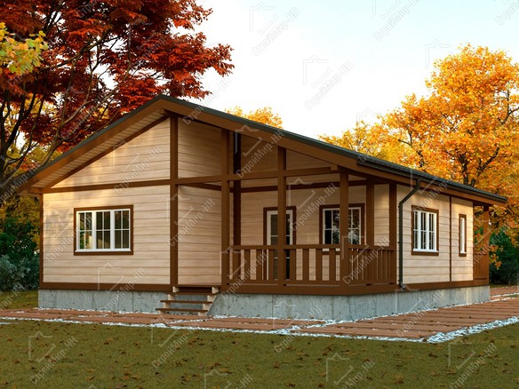 Жилой каркасный дом 12x10 с террасой и крыльцом «Д Артаньян» 1