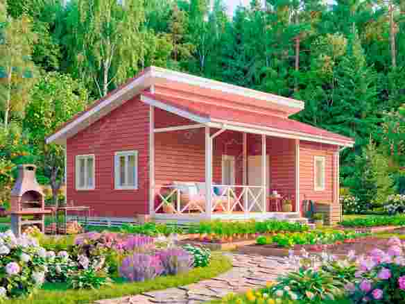 Дачный дом 8x7 с террасой «Клевер»