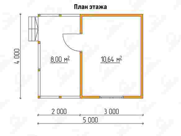 План каркасного дома 5x4 с террасой «Ландыш-2»