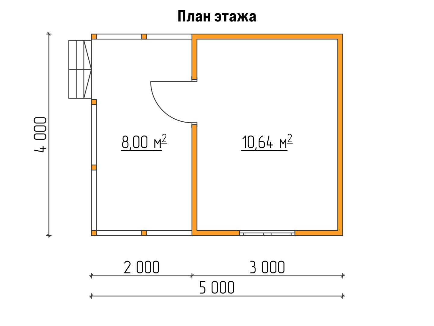 План каркасного дома 5x4 с террасой «Ландыш-2»