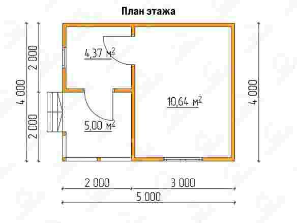 План каркасного дома 5x4 с террасой «Ландыш-4»