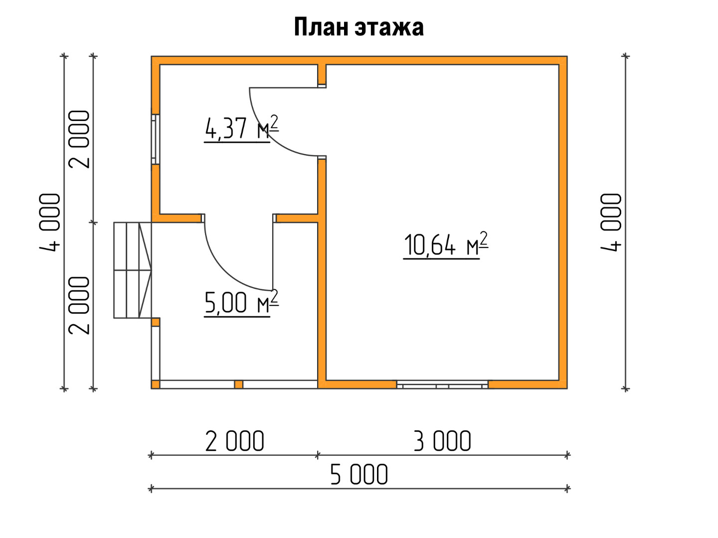 План каркасного дома 5x4 с террасой «Ландыш-4»