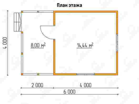 План дачного дома 6x4 м «Ирис-2» с террасой