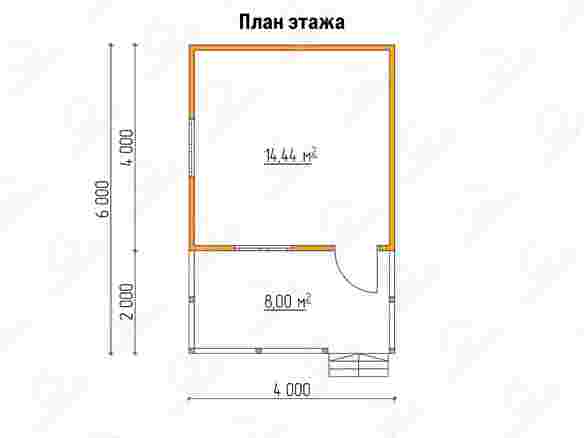 План каркасного дома 4x6 с террасой «Ирис-6»