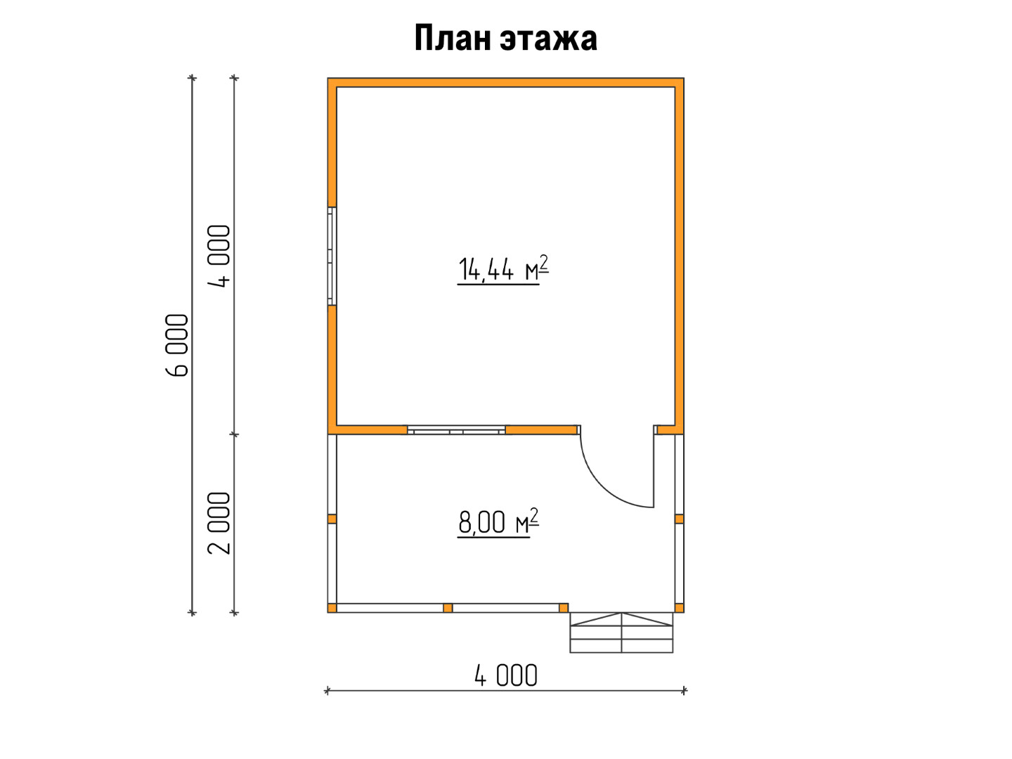 План каркасного дома 4x6 с террасой «Ирис-6»