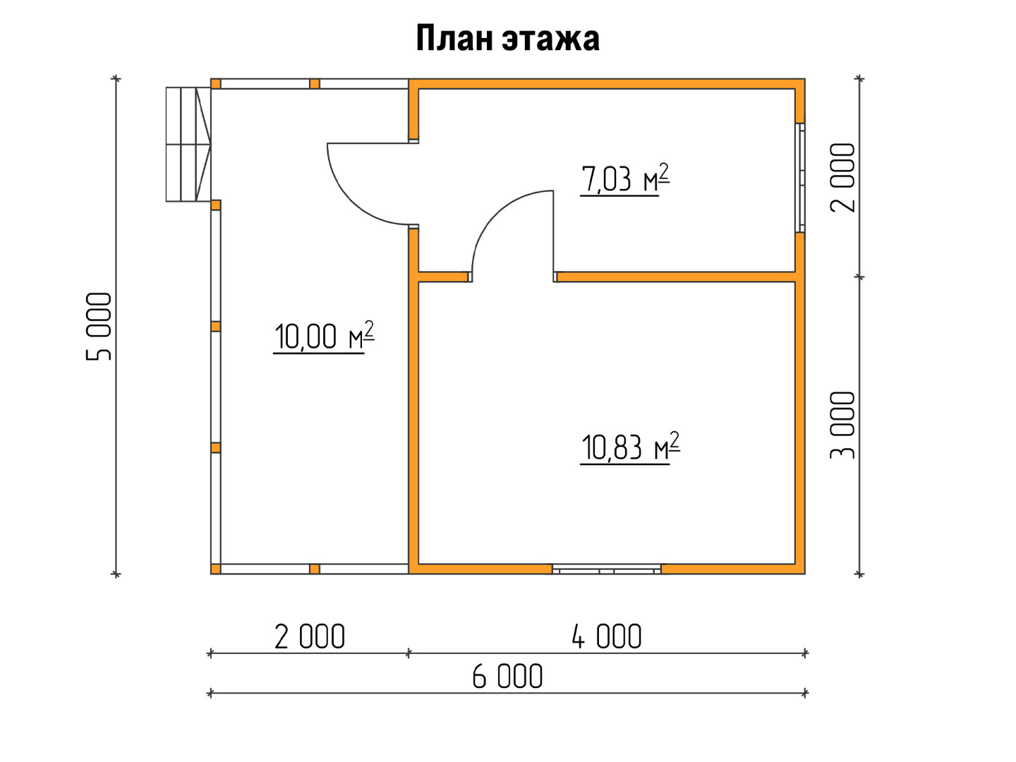 План каркасного дома 6x5 с террасой «Лотос-2»
