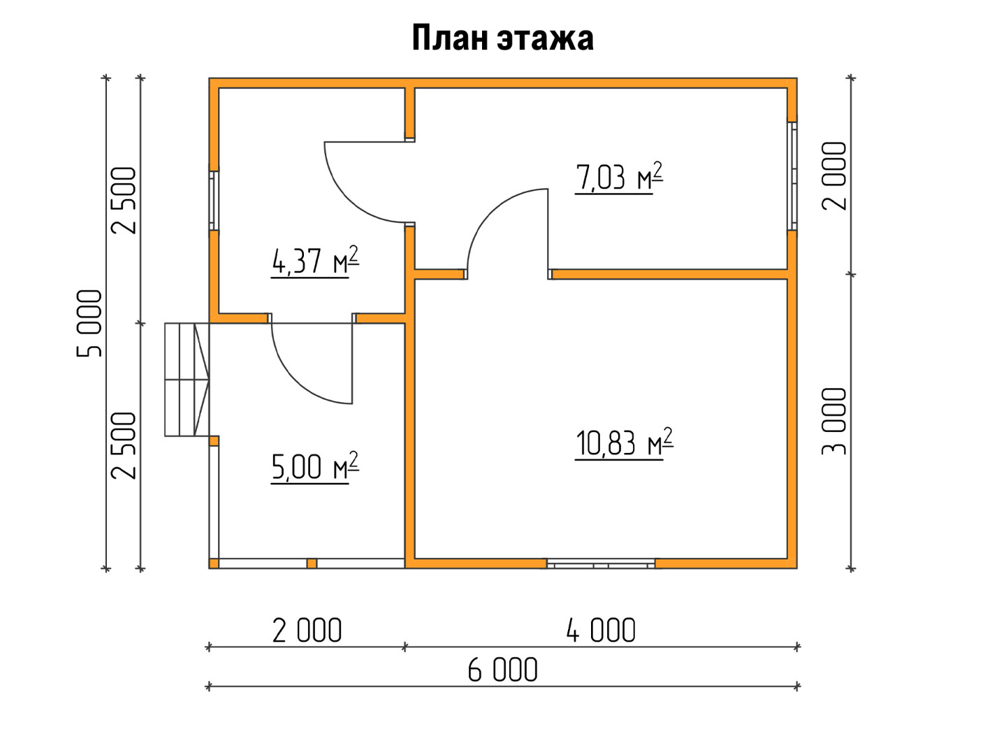 План каркасного дома 6x5 с террасой «Лотос-4»