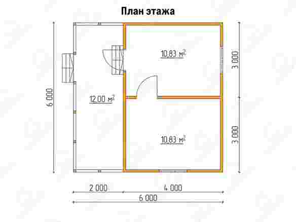 План каркасного дома 6x6 с террасой «Гиацинт-2»