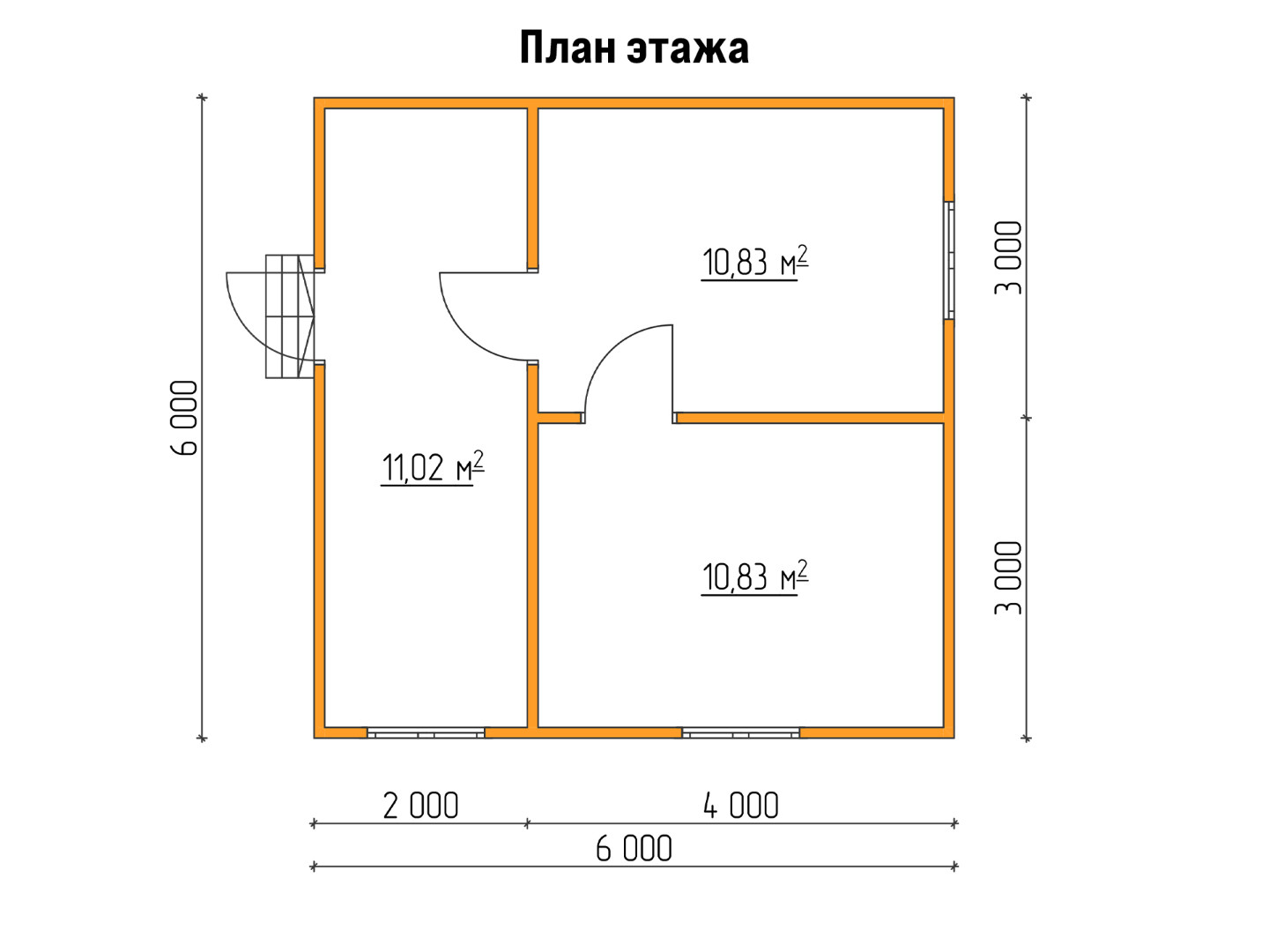 План каркасного дома 6x6 «Гиацинт-3»