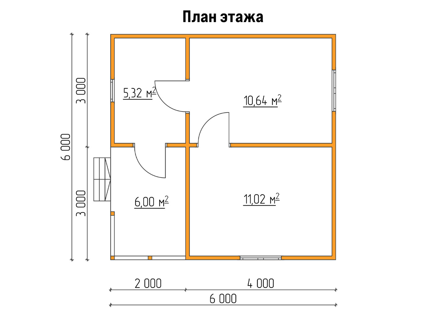 План каркасного дома 6x6 с террасой «Гиацинт-4»