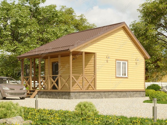 Каркасный дом 7x6 с террасой «Кливия-2» 5423-1