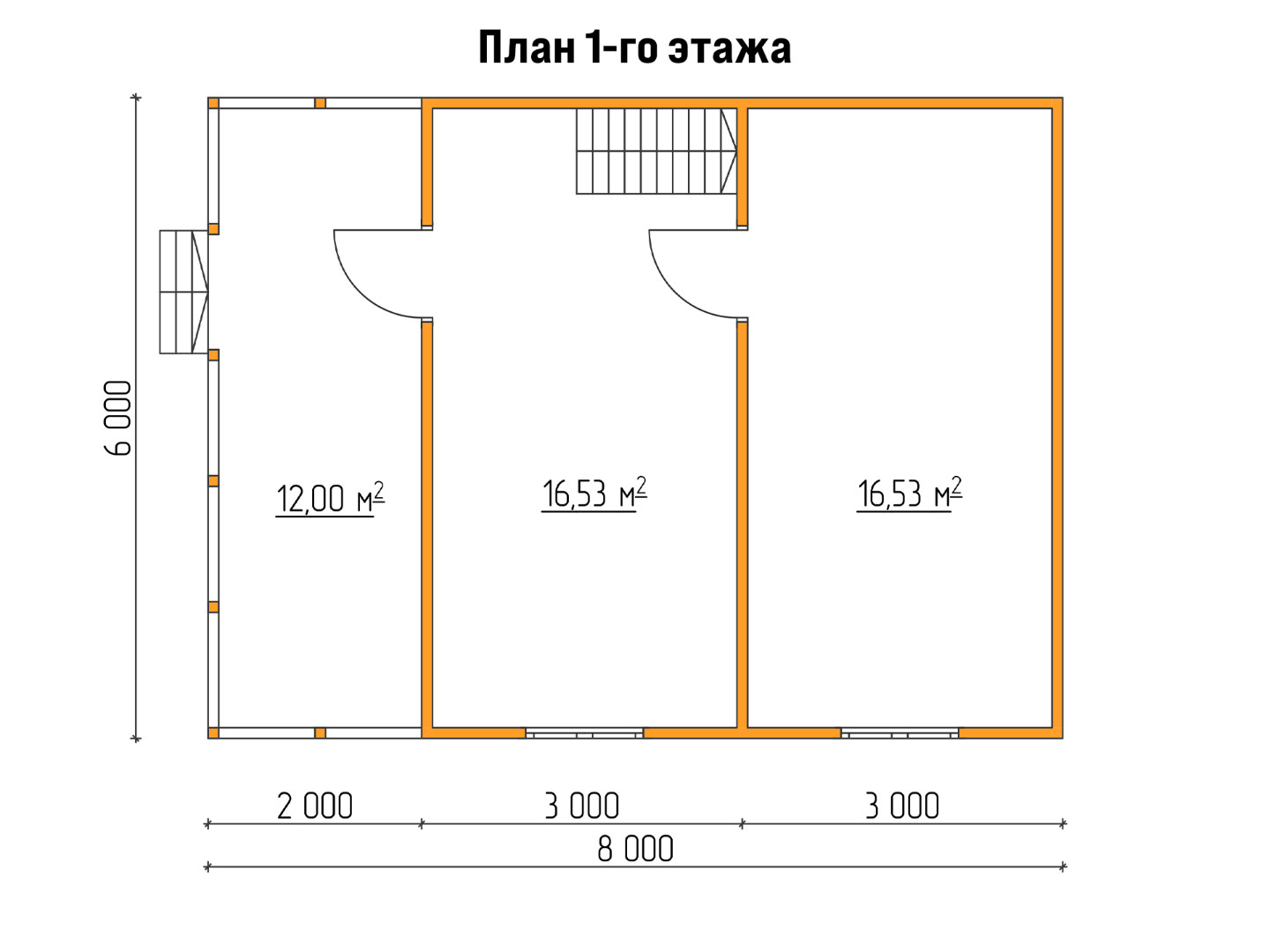 План каркасного дома 8x6 с террасой «Флокс-2» 2423-1
