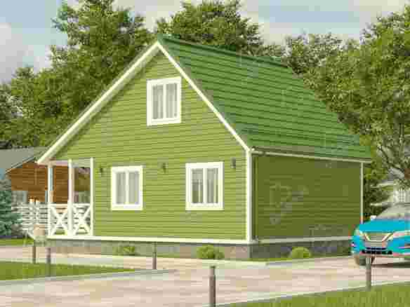 Каркасный дом 8x6 с террасой «Флокс-4» 1423-2