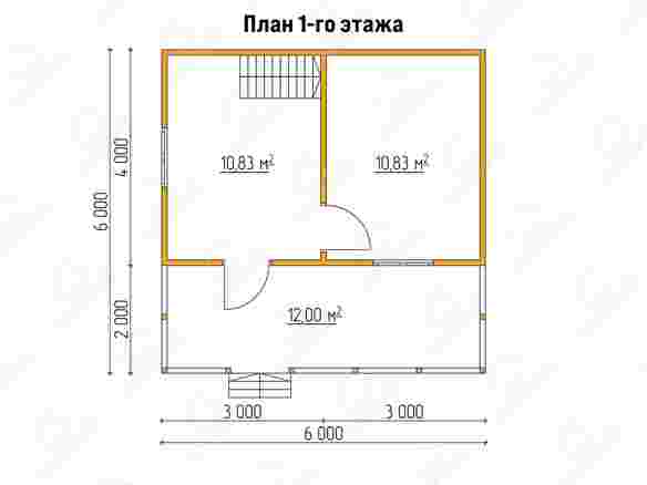 План каркасного дома 6x6 с террасой «Флокс-7» 1