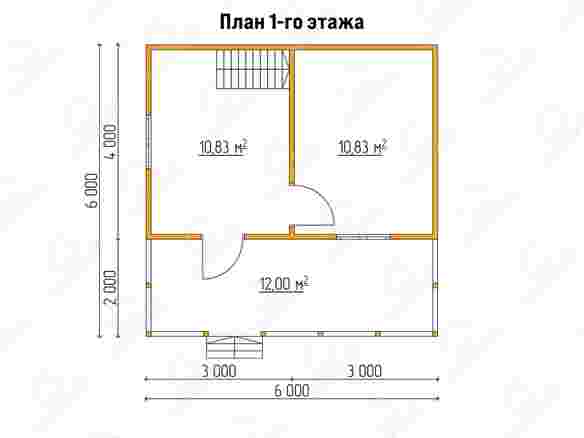 План каркасного дома 6x6 с террасой и балконом «Флокс-8» 1