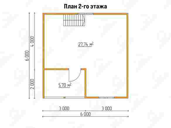 План каркасного дома 6x6 с террасой и балконом «Флокс-9» 2