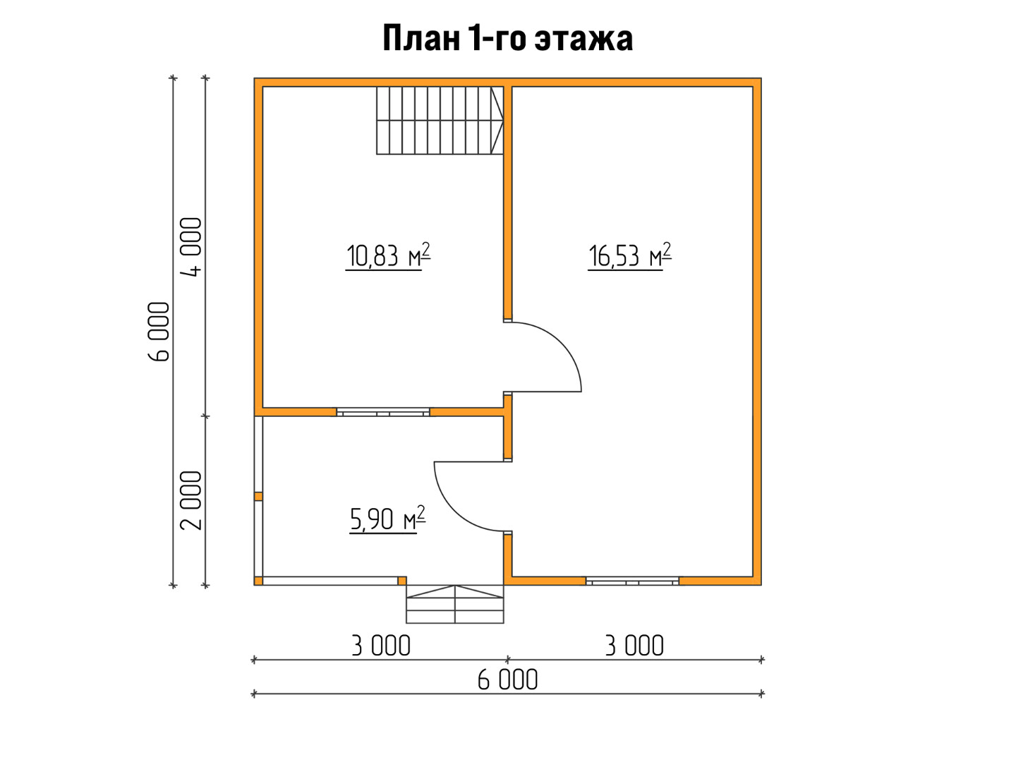 План каркасного дома 6x6 с террасой и балконом «Флокс-9» 1