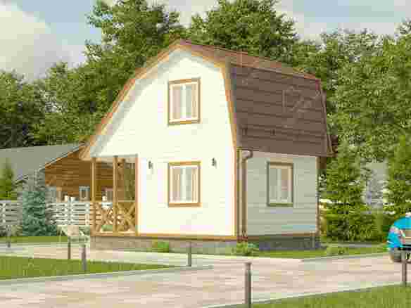 Каркасный дом 6x4 с террасой «Примула-2» 2423-2