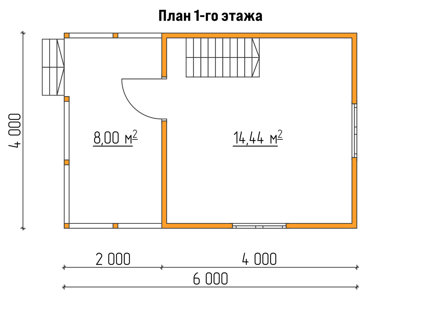 План каркасного дома 6x4 с террасой «Примула-2» 1