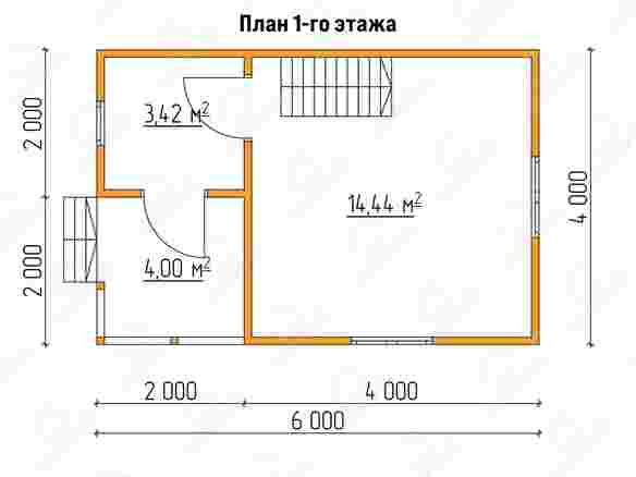 План каркасного дома 6x4 с крыльцом «Примула-4» 1