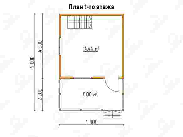 План каркасного дома 4x6 с террасой «Примула-6» 1