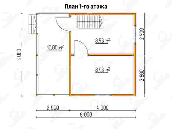 План каркасного дома 6x5 с террасой «Крокус-2» 1