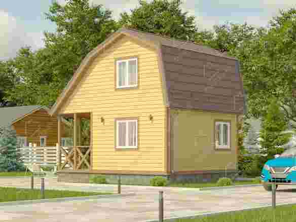 Каркасный дом 6x5 с террасой «Крокус-4» 3423-2