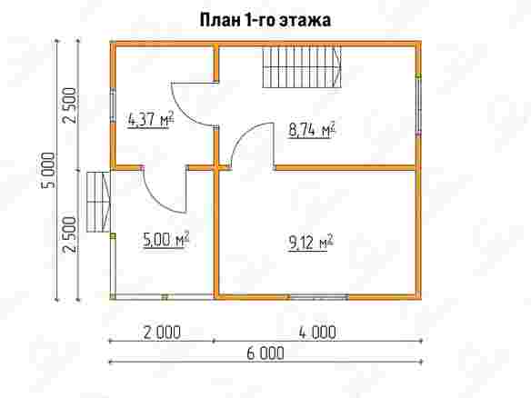 План каркасного дома 6x5 с террасой «Крокус-4» 1