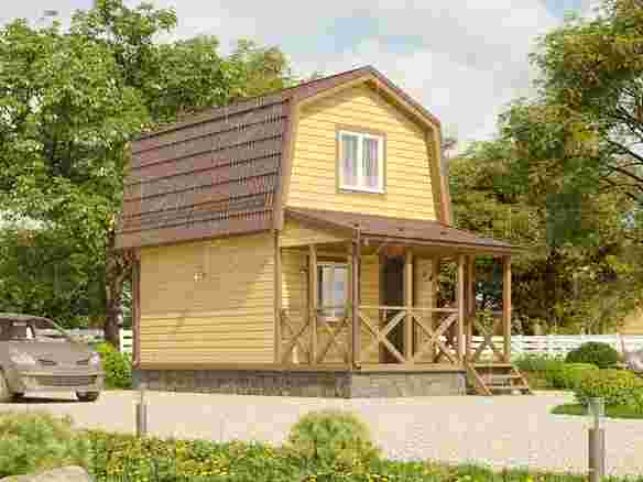 Каркасный дом 4x7 с террасой «Крокус-6» 1423-1