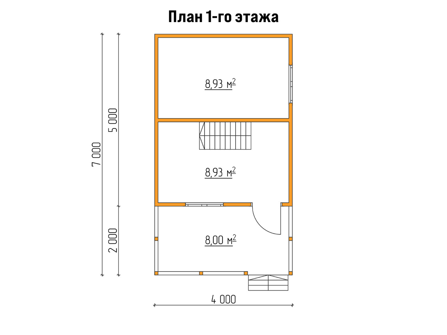 План каркасного дома 4x7 с террасой «Крокус-6» 1