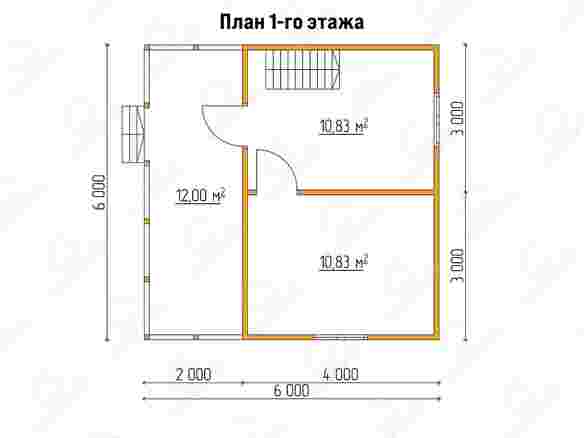 План каркасного дома 6x6 с террасой «Гибискус-2» 1
