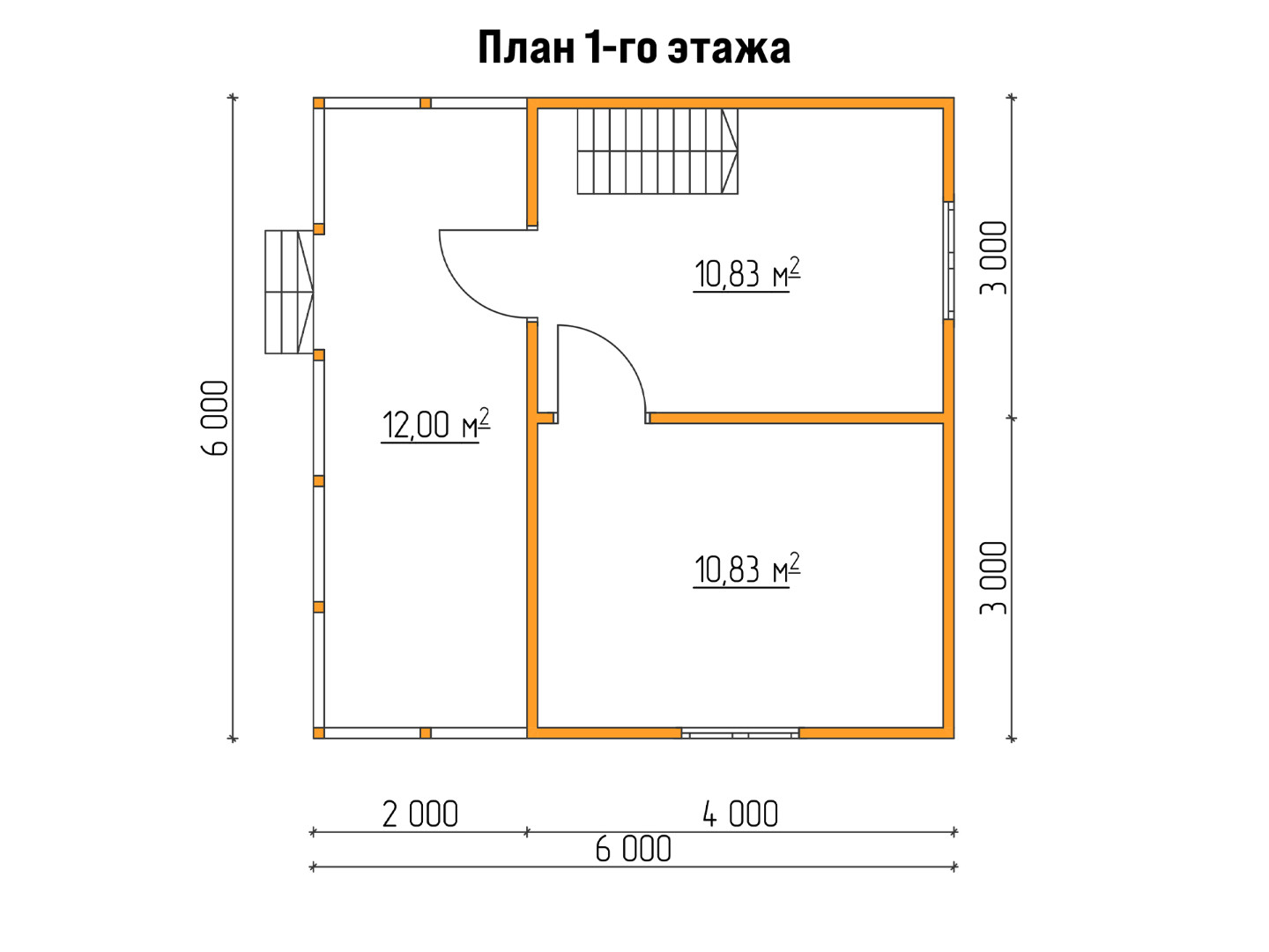 План каркасного дома 6x6 с террасой «Гибискус-2» 1