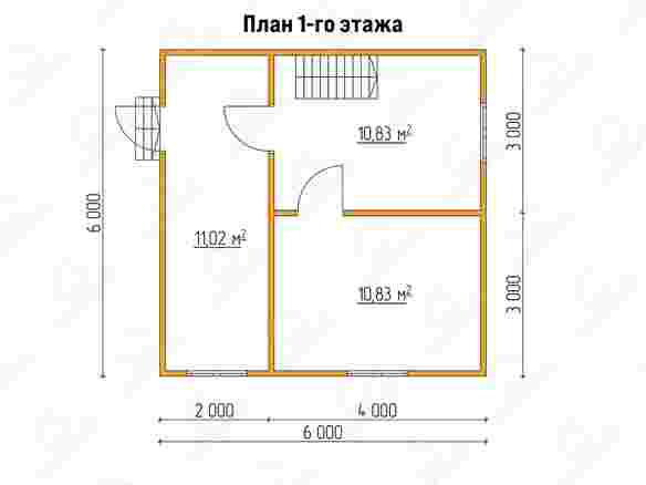 План каркасного дома 6x6 «Гибискус-3» 1