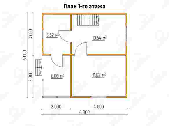 План каркасного дома 6x6 с террасой «Гибискус-4» 1