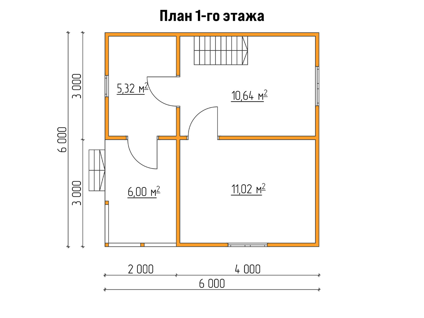 План каркасного дома 6x6 с террасой «Гибискус-4» 1