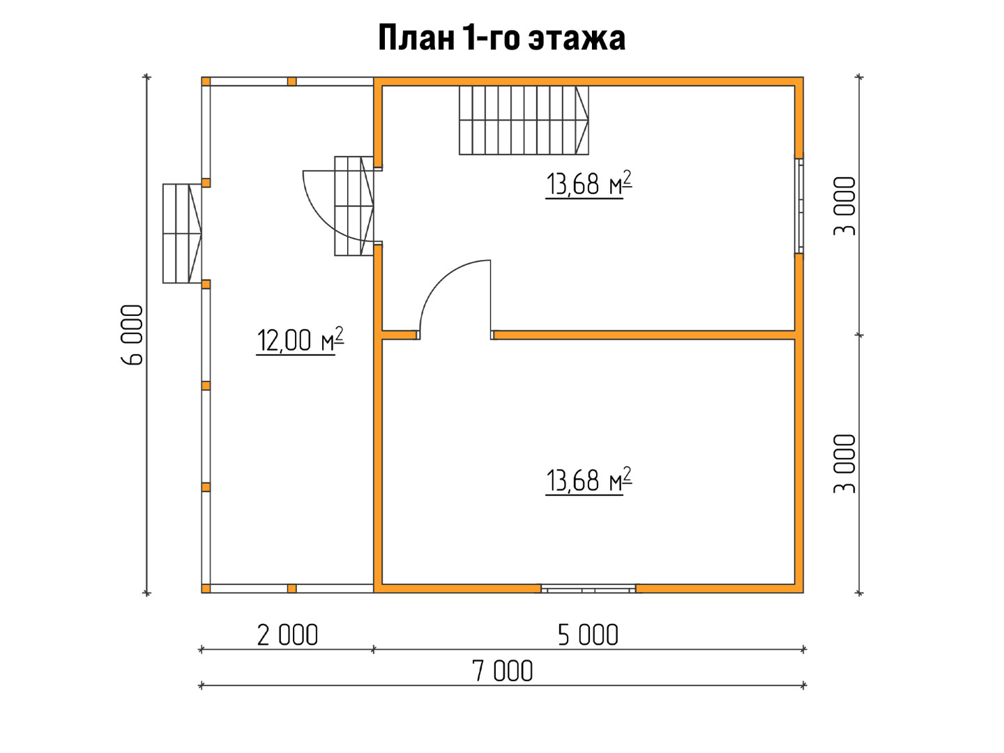 План каркасного дома 7x6 с террасой «Георгин-2» 1