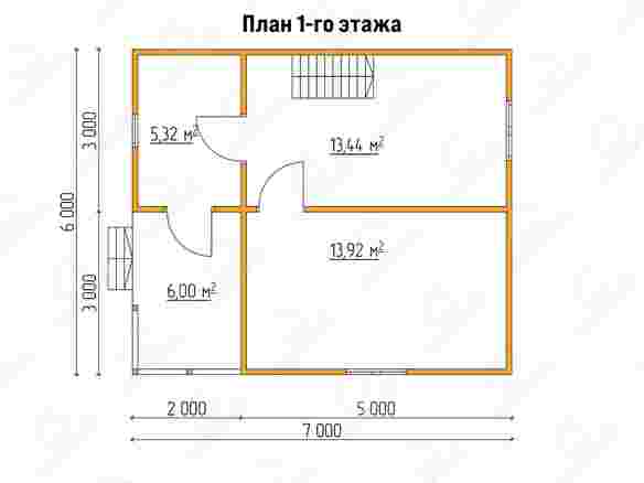 План каркасного дома 7x6 с террасой «Георгин-4» 1