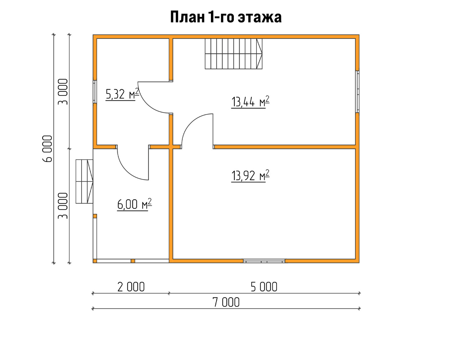 План каркасного дома 7x6 с террасой «Георгин-4» 1