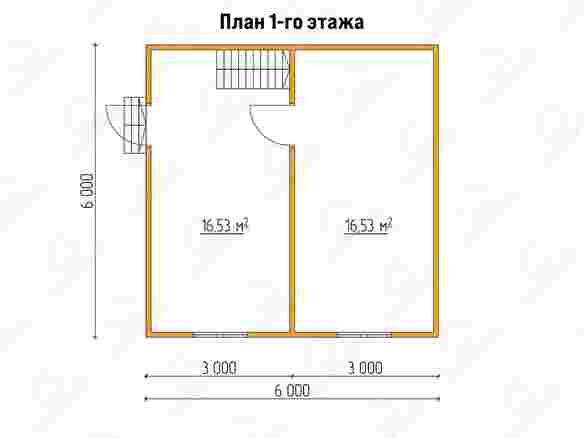 План каркасного дома 6x6 «Пион-1» 1