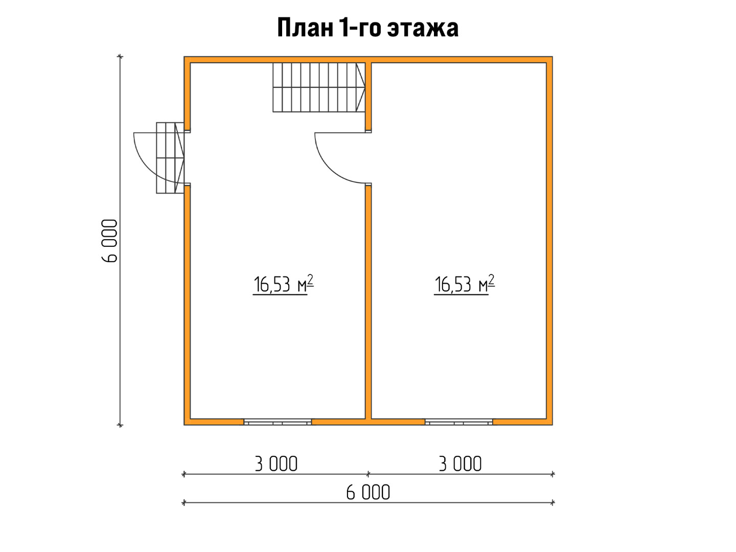 План каркасного дома 6x6 «Пион-1» 1