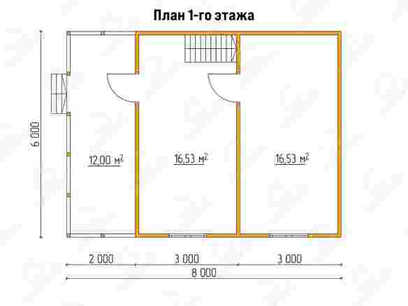План каркасного дома 8x6 с террасой «Пион-2» 1