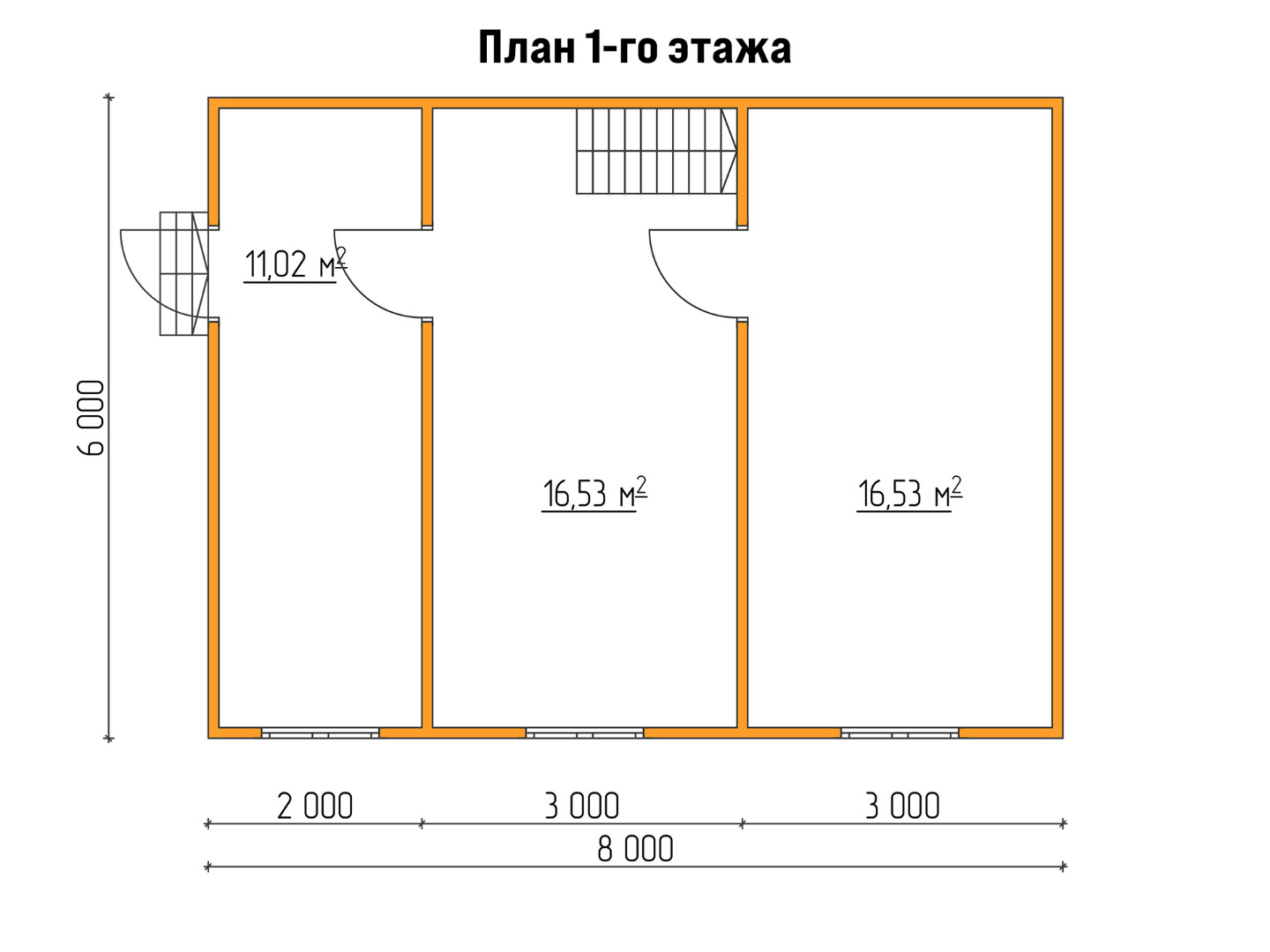 План каркасного дома 8x6 «Пион-3» 1