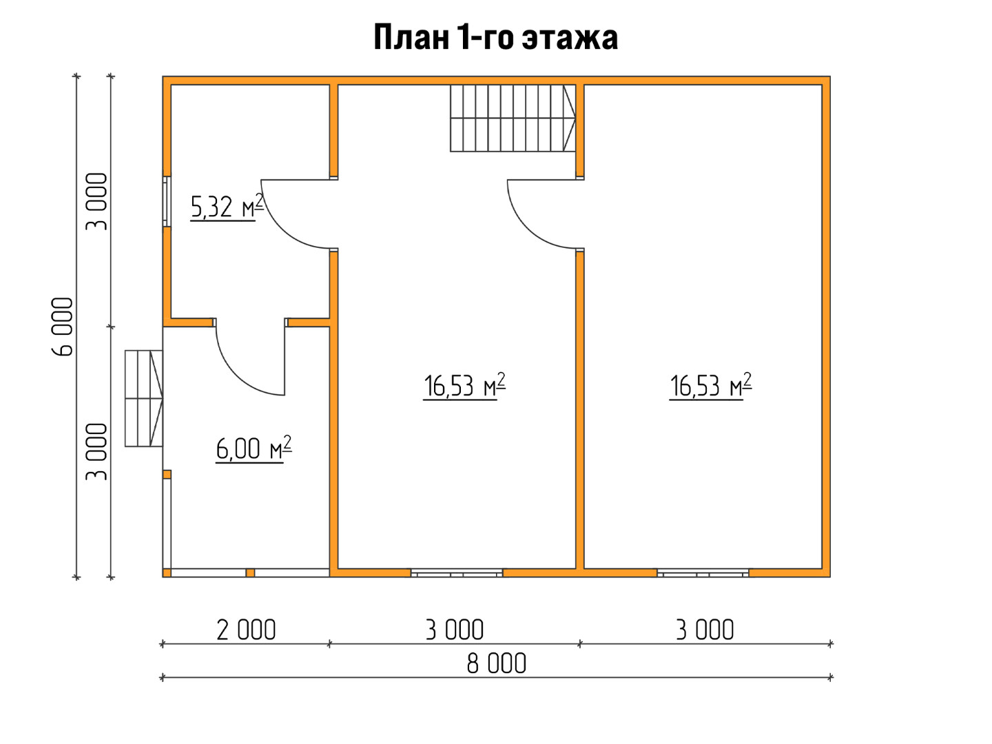 План каркасного дома 8x6 с террасой «Пион-4» 1