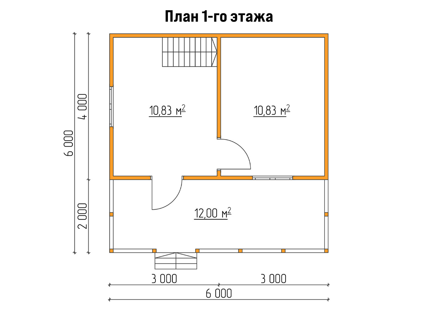 План каркасного дома 6x6 с террасой «Пион-7» 1
