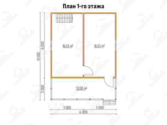 План каркасного дома 6x8 с террасой и балконом «Пион-8» 1