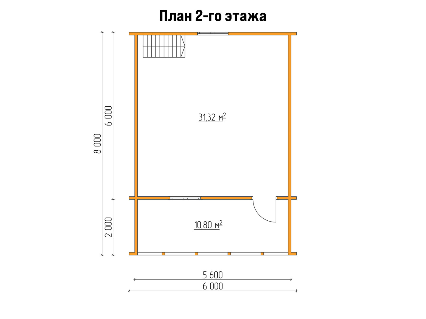 План каркасного дома 6x8 с террасой и балконом «Пион-8» 2